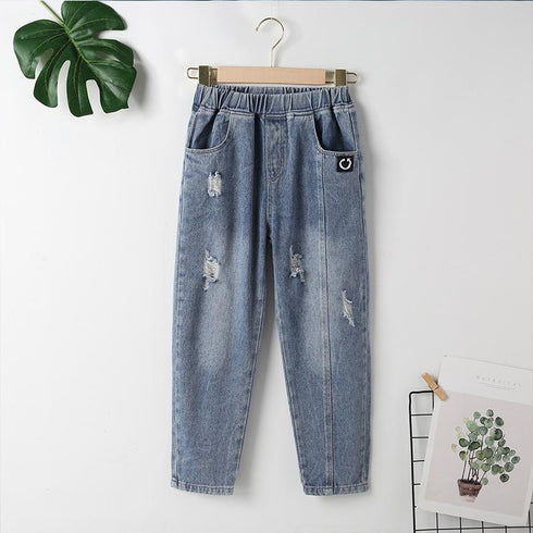 Spring And Autumn Children's Jeans Fashion Broken Pants